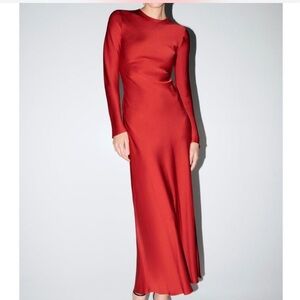 Red satin Zara dress 8668/789